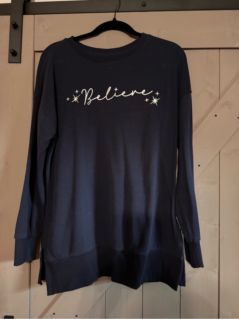 Believe Graphic Pullover Sweatshirt - Navy